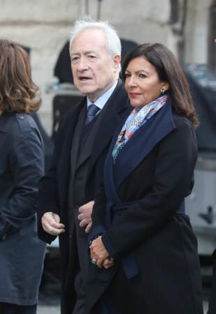 Anne Hidalgo et Jean Tiberi aux obsèques de Jacques Chirac, en l'église Saint-Sulpice, à Paris, le 30.09.2019