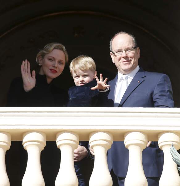  Albert II de Monaco, sa femme la princesse Charlene et leur fils Jacques, à Monaco le 26 janvier 2019