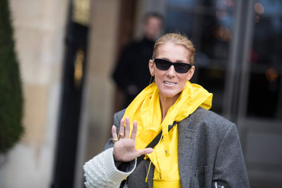 Céline Dion dans un poncho jaune Martin Margiela à 1430 £ soit 1645 €