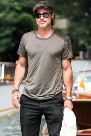 Brad Pitt arrive au Lido à l'occasion de la 76ème édition de la Mostra de Venise, le 28 août 2019.