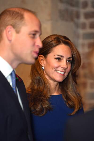 Kate Middleton porte les boucles d'oreilles de Diana assorties à sa bague de fiançailles pour le lancement d'une association caritative le 7 novembre 2019 à Londres.