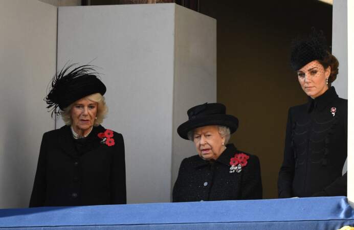 La reine Elizabeth II entourée de Kate Middleton et de Camilla Parker Bowles