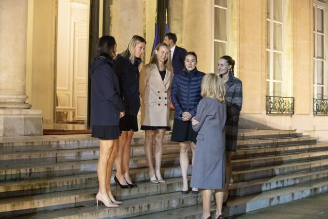 Brigitte Macron était venue saluer les Bleues après la victoire de la Fed Cup