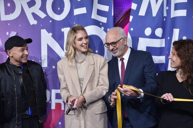  Chiara Ferragni (ambassadrice Pomellato), Paolo de Cesare, Président directeur général du Printemps inaugurent les vitrines de Noël du Printemps Haussmann à Paris.