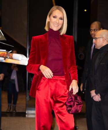 Céline Dion porte un total look Tom Ford et un sac en soie The Row.