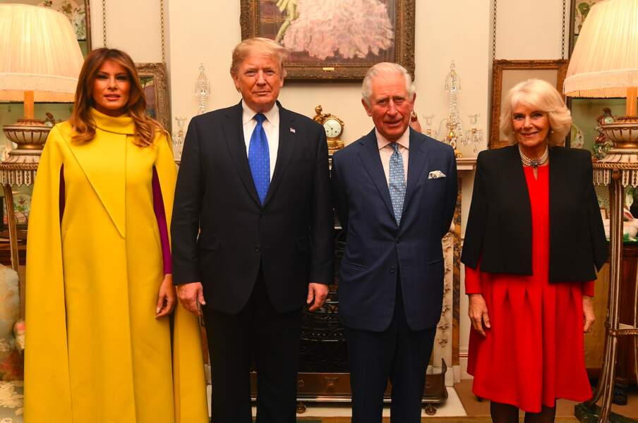 Melania Trump et Donald Trump ont été reçu par Charles de Galle, prince de Galles, et Camilla Parker Bowles, la duchesse de Cornouailles, lors d'une réception organisée à Clarence House, à Londres, en marge des 70 ans de l'Otan. 