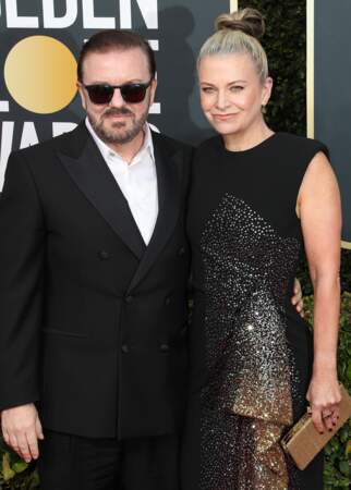 Ricky Gervais, qui a présenté la cérémonie des Golden Globes et sa compagne Jane Fallon