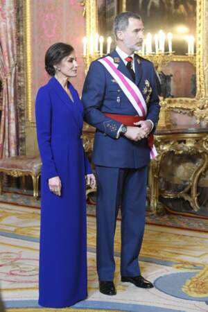 Letizia d'Espagne et le roi Felipe VI le 6 janvier 2020 lors de la parade militaire du Nouvel An.