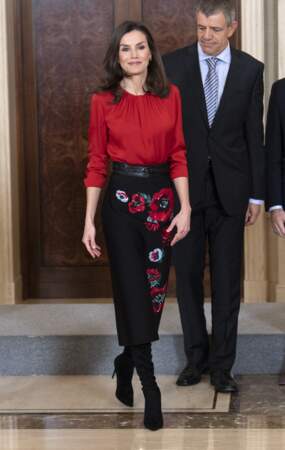 La reine Letizia d'Espagne en audience au palais Zarzuela à Madrid. Le 14 janvier 2020