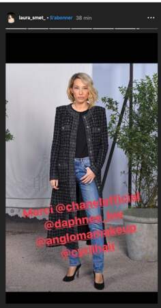 Laura Smet a partagé sur instagram sa joie d'assister au défilé Chanel.