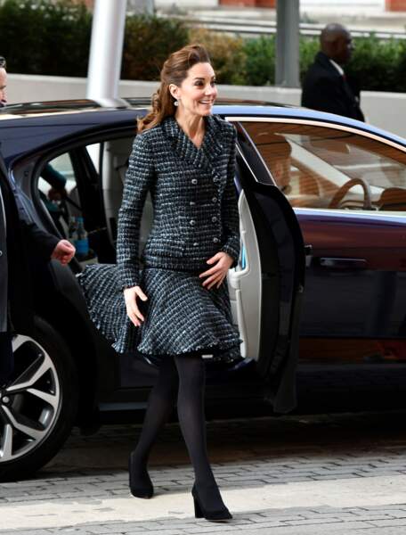 Kate Middleton arrive à l'hôpital pour enfants Evelina, à Londres, le 28 janvier 2020.
