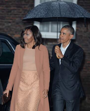 Barack Obama et sa femme Michelle Obama lors un dîner privé dans la résidence de Kensington à Londres le 22 Avril 2016