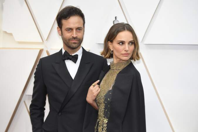 Natalie Portman et son mari Benjamin Millepied lors du photocall des arrivées de la 92ème cérémonie des Oscars 2020 