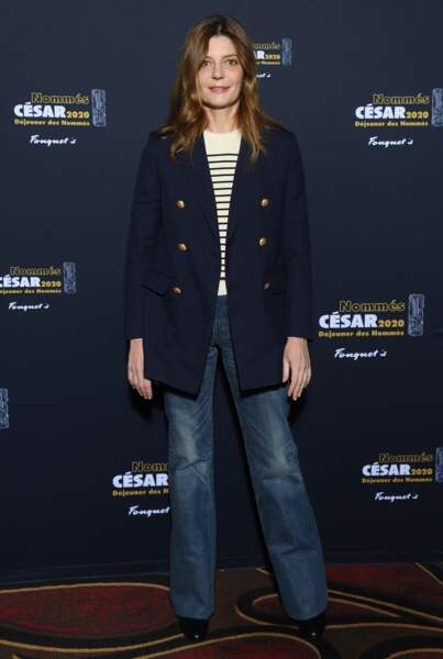 Chiara Mastroianni en Celine au Fouquets pour le déjeuner des nominés aux César 2020.