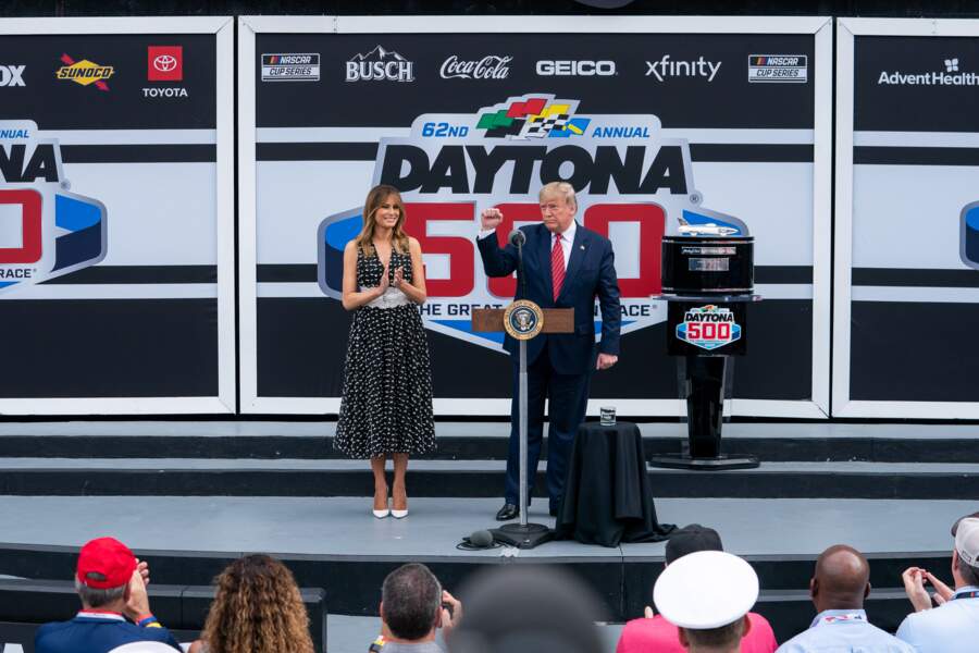 Melania et Donald Trump à Daytona, le 16 février 2020