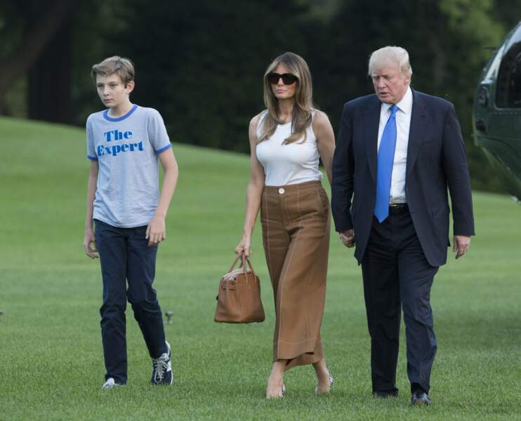 Melania et Donald Trump avec leur fils Barron, à Washington, le 11 juin 2017