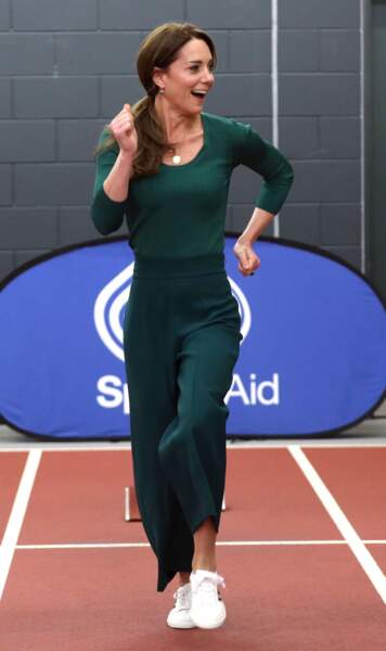 Kate Middleton sprinte au stade olympique de Londres