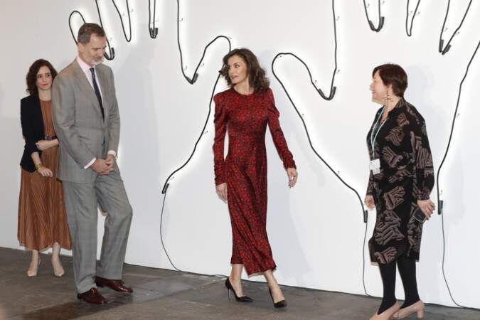 Letizia d'Espagne lors de l'inauguration de la 39ème édition du salon d'art contemporain ARCO à Madrid le 27 février 2020.