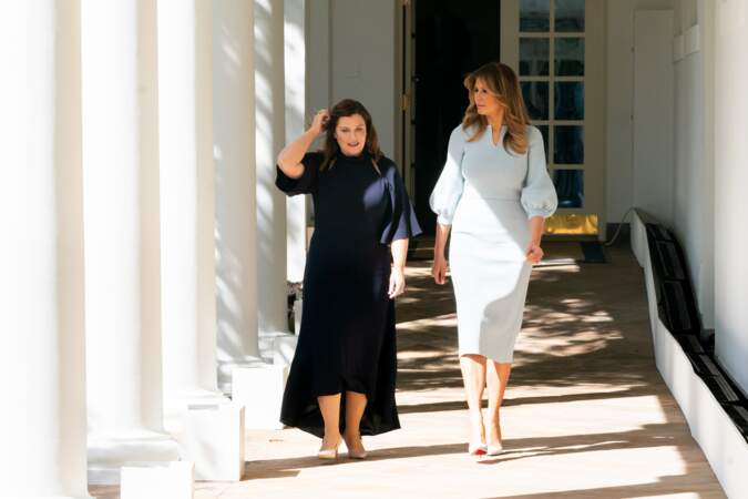 Melania Trump et Jennifer Morrison, l'épouse du premier ministre australien, à la Maison Blanche le 20 septembre 2019