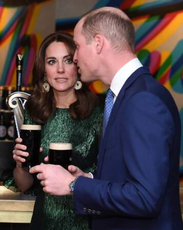 Le prince William et Kate Middleton de Cambridge, assistent à une réception organisée par l'ambassadeur britannique au Gravity Bar, Guinness Storehouse en Irlande, le 3 mars 2020.