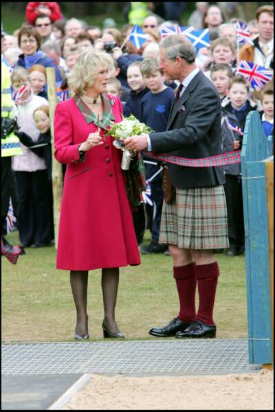 Charles et Camilla à Ballater, en Écosse, le 14 avril 2005
