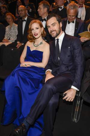Jessica Chastain et son mari Gian Luca Passi de Preposulo à la 54ème cérémonie des Golden Camera Awards 2019 à Berlin, le 30 mars 2019.