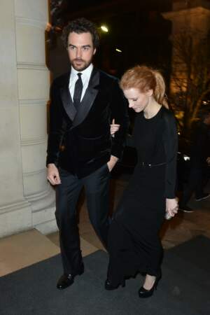 Jessica Chastain et Gian Luca Passi au Shangri-La à Paris le 5 mars 2013.