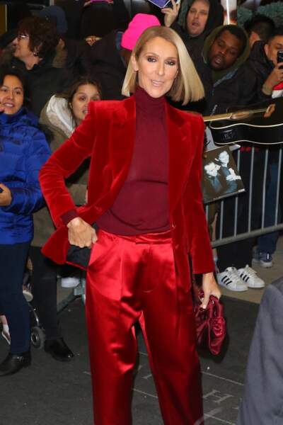 Céline Dion : un look rouge incroyable en novembre 2019 à New York