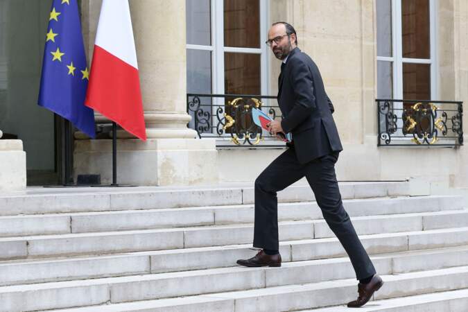 Edouard Philippe arrive à l'Elysée pour son premier conseil des ministres, le 18 mai 2017
