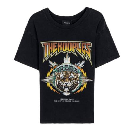Tee-shirt en coton rock sérigraphie tigre, 85 €, The Kooples.