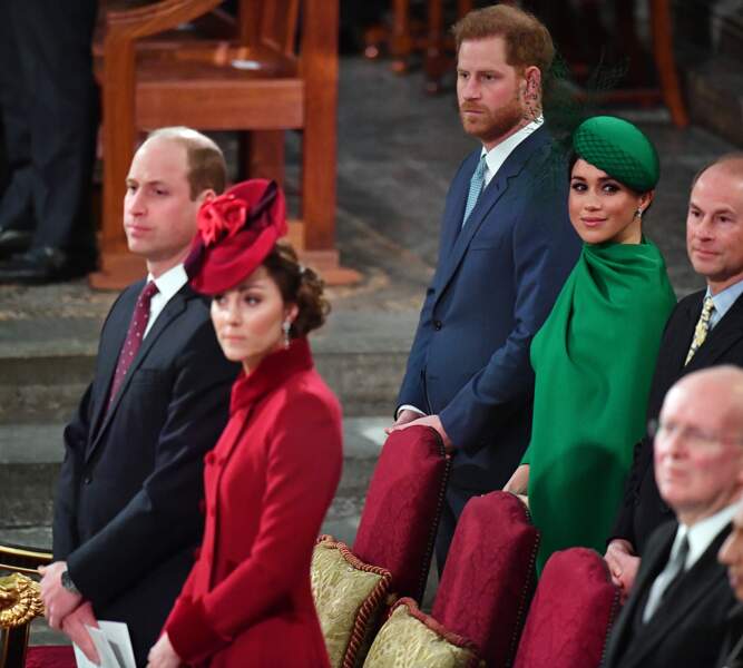 Les couples Cambridge et Sussex lors de la cérémonie du Commonwealth, quelques jours avant le départ officiel des Sussex de la famille royale.
