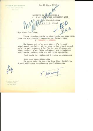 Ordonnance datant de 1952 et prescrivant le Lait Crème Concentré Embryolisse.