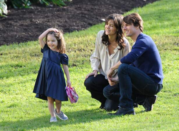 le temps du bonheur pour Tom Cruise, Katie Holmes et leur fille Suri, le 7 aout 2009. La petite fille a 3 ans. 