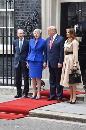 Melania Trump a fait sensation avec son Fameux sac Birkin d'Hermès, à Londres, le 4 juin 2019.