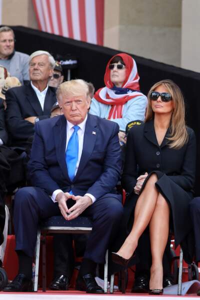 Melania Trump en Dior le 6 juin 2019  lors de la cérémonie franco - américaine au cimetière américain de Colleville sur Mer.