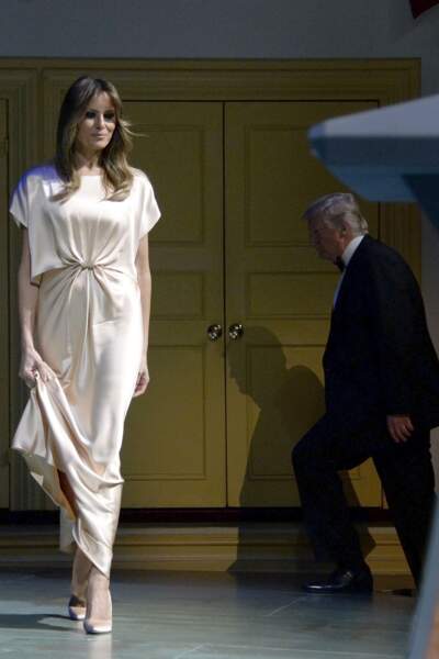 Melania Trump en robe Monique Lhuillier le 4 juin 2017.
