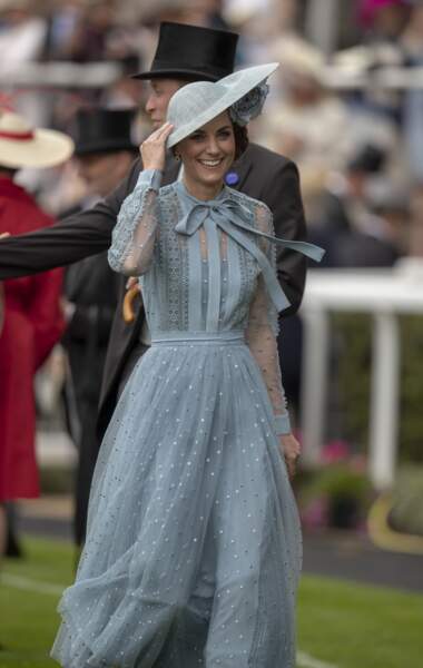 Kate Middleton à Ascot pour assister aux courses le 18 juin 2019.