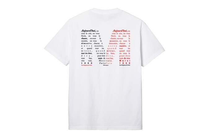 T-shirt disponible en 4 tailles du S au XL, 33€, sur le e-shop de Merci 