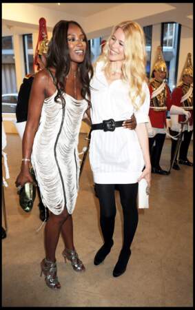 Naomi Campbell en 2008 avec Claudia Schiffer. Les Supermodels sont très soudées.