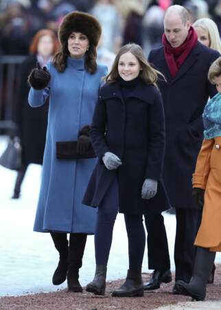 La princesse Ingrid Alexandra de Norvège avec le prince William d'Angleterre et Kate Middleton à Oslo en février 2018