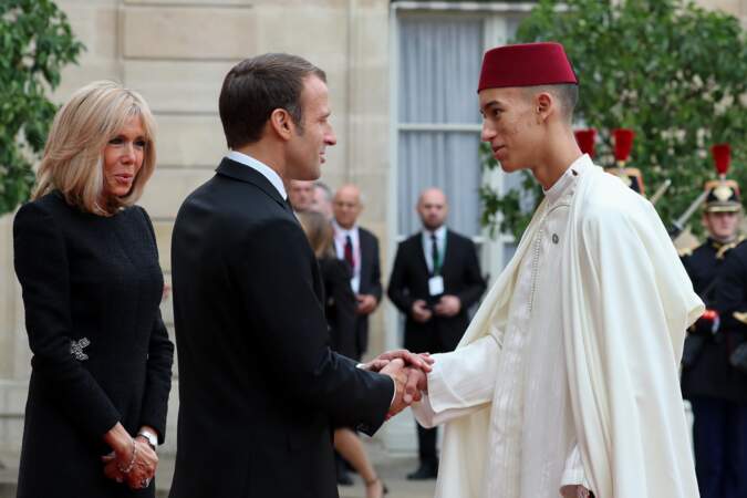 Le prince Moulay El Hassan du Maroc reçu par Brigitte et Emmanuel Macron le 30 septembre 2019 à Paris