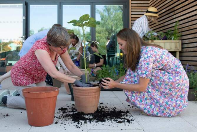 La duchesse de Cambridge a fait du jardinage, et a planté des fraises et de la lavande.