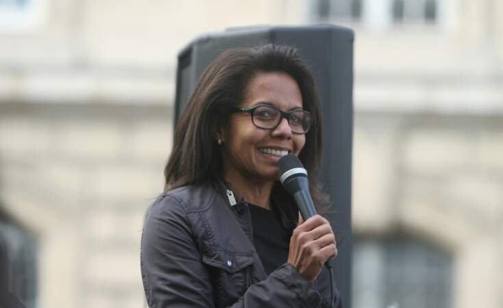 Audrey Pulvar, lors d'une manifestation contre le racisme et les violences policières place de la République à Paris le 9 juin 2020.