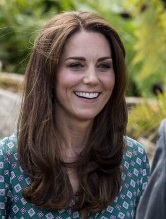 Kate Middleton au naturel avec les cheveux longs, lisses en juin 2019.