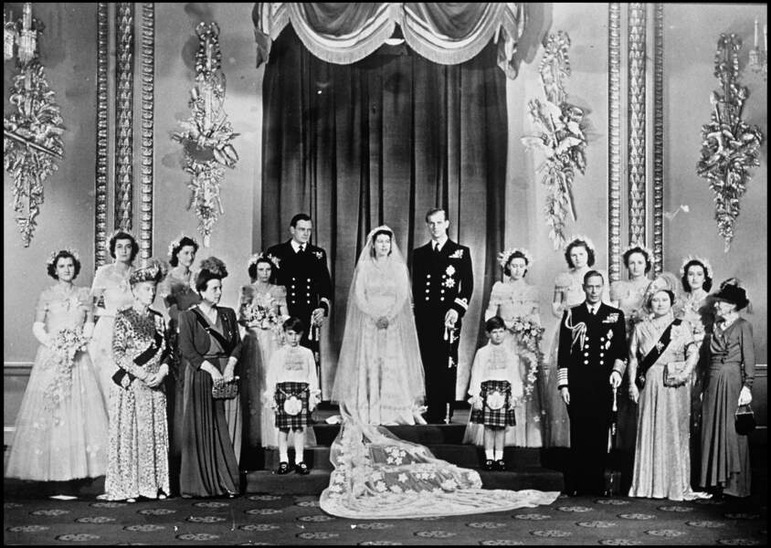 Photo officielle du mariage de la reine Elizabeth II et du prince Philip