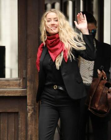 Amber Heard arrive à la cour royale de justice de Londres, le 16 juillet 2020. 
