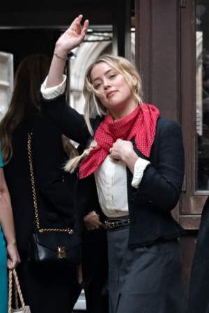 Amber Heard, à l'arrivée à la cour royale de justice à Londres, le 17 juillet 2020. 