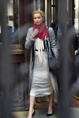 Amber Heard arrive à la cour royale de justice à Londres, pour le procès en diffamation contre le magazine The Sun Newspaper, le 21 juillet. 