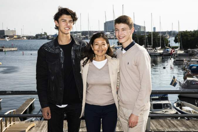 La comtesse Alexandra et ses fils le prince Nikolai et le prince Felix de Danemark le 9 septembre 2018