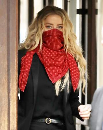 Amber Heard arrive à la Royal Courts of Justice  à Londres, le 16 juillet 2020.